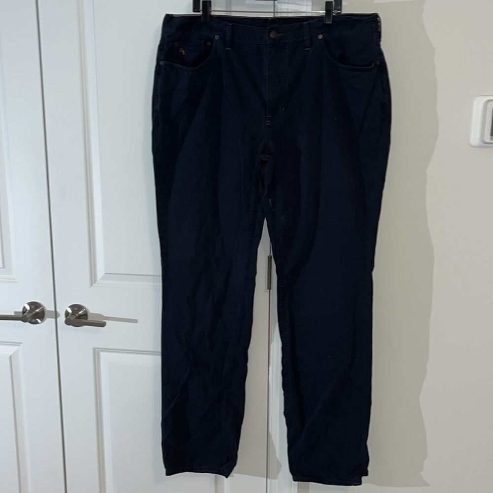 Blue Polo by Ralph Lauren Chino casual flat front pants 42t x 36” L w/spots